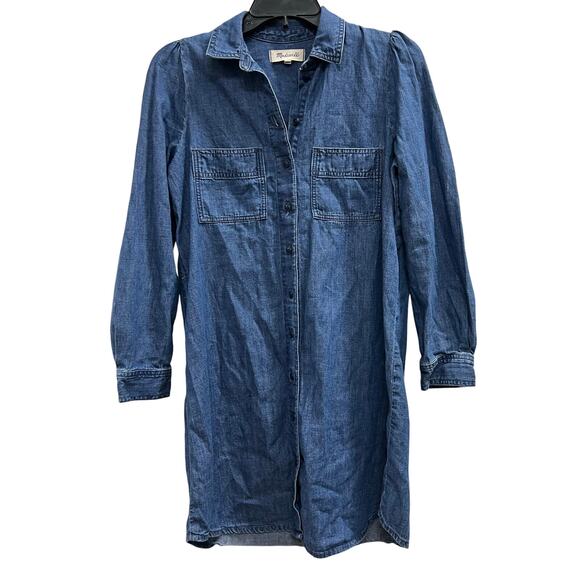 Madewell Dresses & Skirts - Madewell denim Blue Jean puff-sleeve shirtdress SZ XS